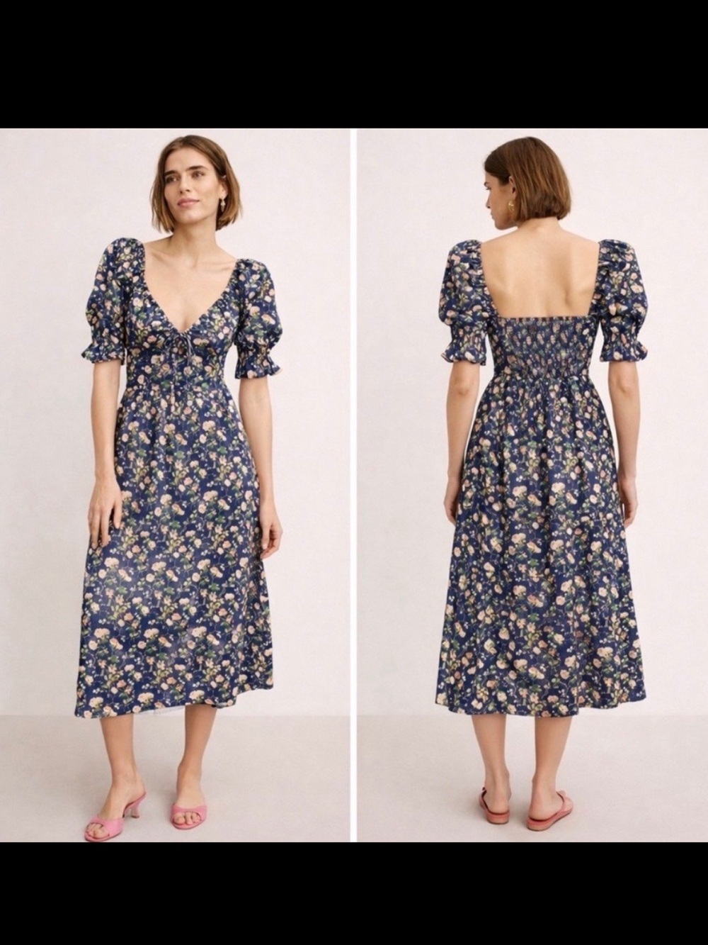Hill House Home Ophelia Dress – Blue Floral Cottagecore Midi Dress